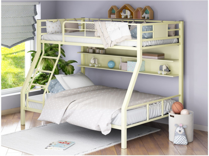 Двухъярусная кровать Гранада-1П (Черный, Дуб молочный)