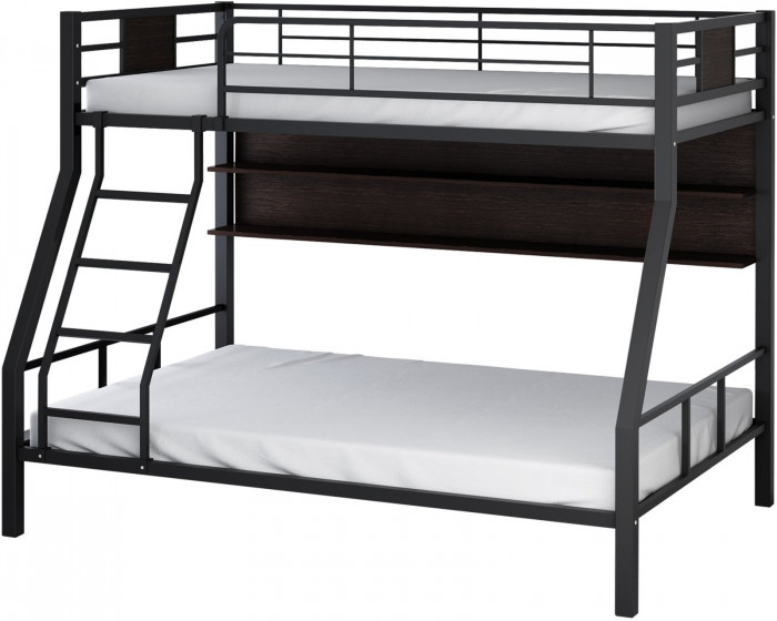 Двухъярусная кровать Гранада-1П (Черный, Дуб молочный)