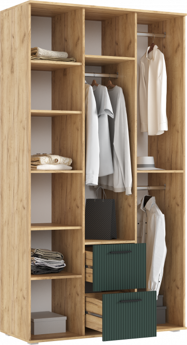 Сильвия Шкаф 3-х створчатый 1200, Браш Мени Грин/Дуб Крафт