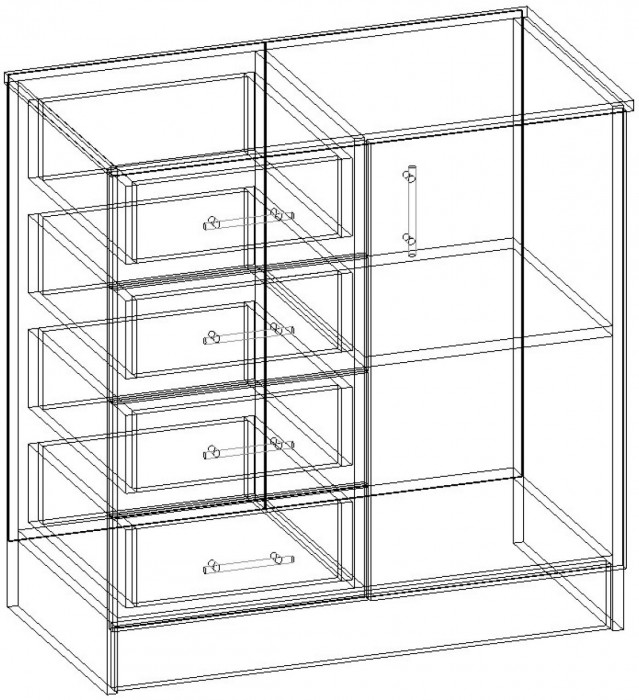 Комод К800-1Д (Вотан / Белый гладкий)