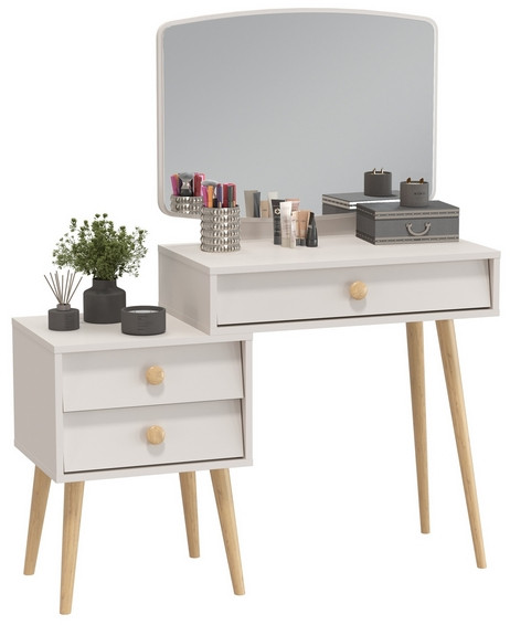 Афина Спальня 4-25901М1к.с. Трюмо, цвет кашемир серый, ШхГхВ 105х38,6х129 см., универсальная сборка, цвет ножек: тик