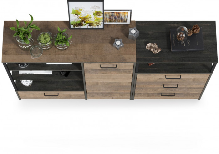 Трувор 13.307.01 Комод + 13.307.02 Комод с ящиками, дуб гранж песочный/интра