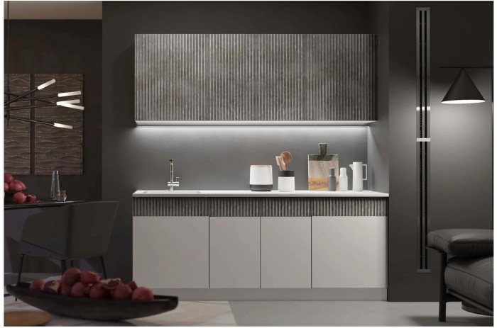 Кухня МДФ Оливия 2000 (Шарли Пинк/Шарли Мокко, Белый)