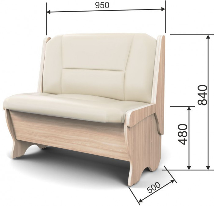 Скамья Лотос 950 ясень светлый/крем
