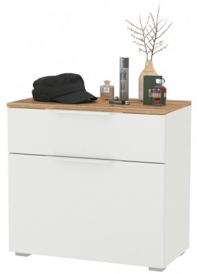 Октава 16.127 Тумба для обуви, цвет белый шагрень/дуб крафт золотой/фасады МДФ белый шагрень, ШхГхВ 64,9х35,4х62,2 см.