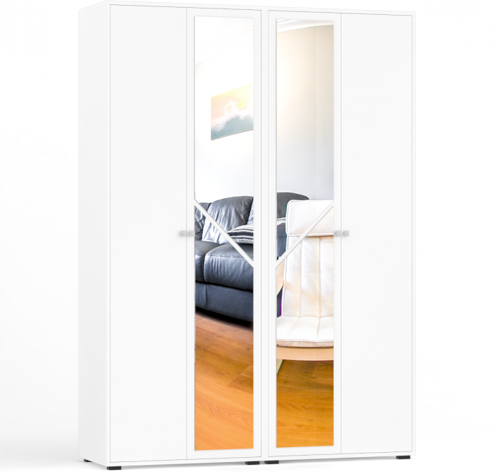 Камелия Шкаф 4-х створчатый, цвет белый, ШхГхВ 160х48х220 см., универсальная сборка, можно использовать как два отдельных шкафа