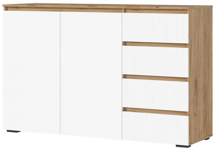 Хелен КМ 06 Комод 4 ящика (1502х958х460) белый супер, белый/дуб крафт золото