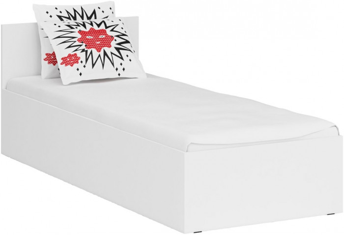 Кровать 0800 + Шкаф 2-х створчатый Стандарт, цвет белый, ШхГхВ 83,5х203,5х70 + 90х52х200 см., сп.м. 800х2000 мм., без матраса, основание есть