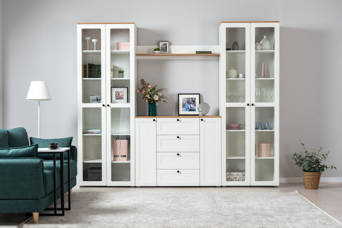 Остин 16.484 Полка, белый шагрень/дуб крафт золотой