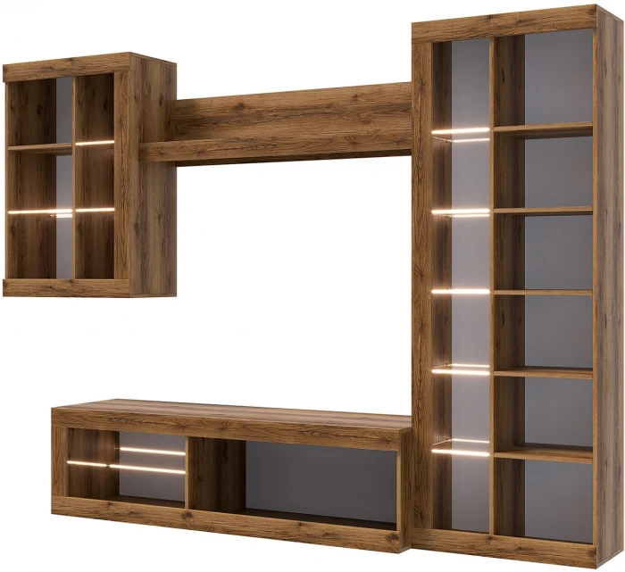 Прага Модульная Гостиная, вариант №5, Дуб Делано/Графит