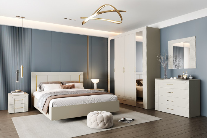 Кровать 180х200 "Карлин" с подъемным основанием - Персидский жемчуг/Шаде песочный