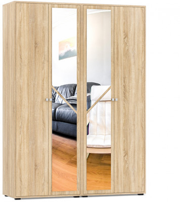 Камелия Шкаф 4-х створчатый, цвет дуб сонома, ШхГхВ 160х48х220 см., универсальная сборка, можно использовать как два отдельных шкафа