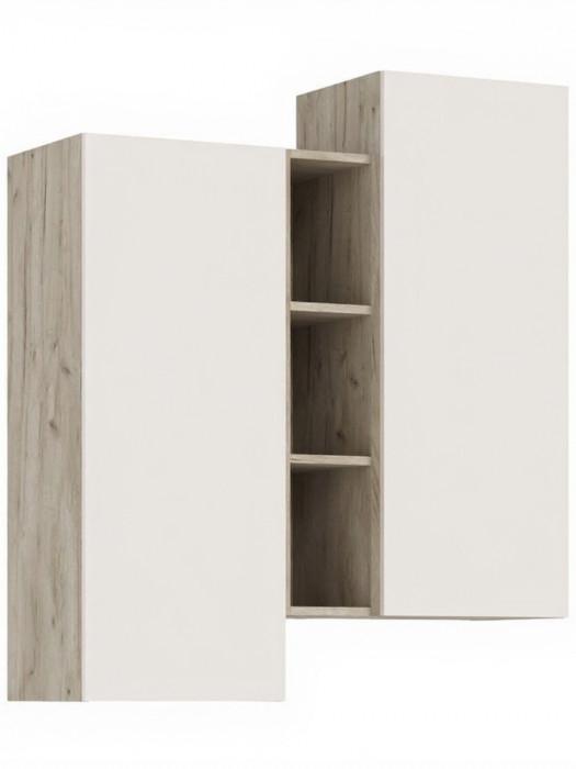 Норд Шкаф подвесной комбинированный, Крафт серый/Кашемир