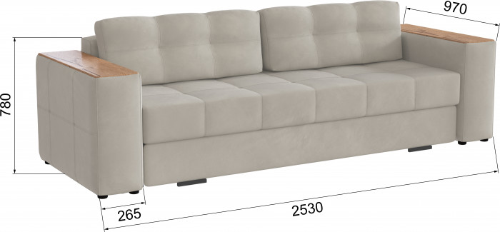 Диван раскладной Виконт, бежевый/мдф дуб канадский