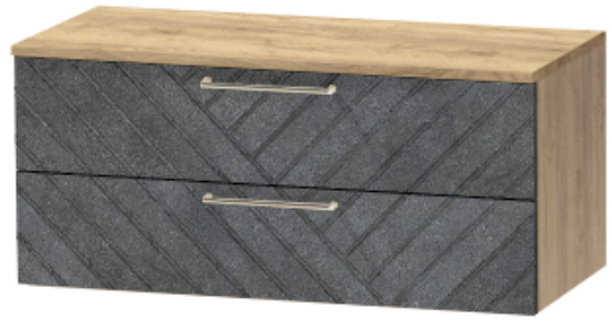 Тумба-5 прикроватная подвесная "Иннэс-7", Крафт золотой/Бетон графит