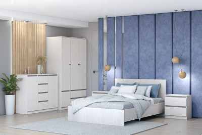 Модульная спальня Кэт-1, набор 1, Ясень Анкор Светлый/Графит