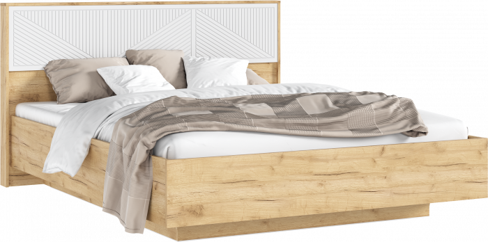 Сильвия Кровать парящая 1,6м с ПМ Браш Вайт/Дуб Крафт, Дуб Крафт