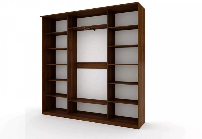 Шкаф купе Модерн 2362х450 4-х дверный 3-х секционный зеркальный с пескоструем №2 венге