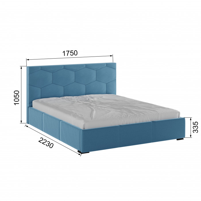 Манука Кровать интерьерная 160 светло-голубой, ортопед