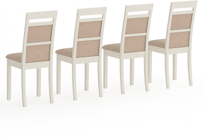 Четыре стула Мебель--24 Гольф-12 разборных, цвет слоновая кость, обивка ткань велюр бежевый 05, 40х40х100 см., от пола до верха сид. 47 см.(мягк. сп)