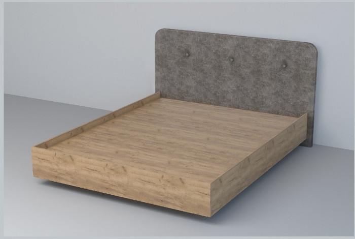 Кровать 1,4 арт.031 (Пуговицы) ЛН. (Бетон Светлый/К/з Белый Глянец)