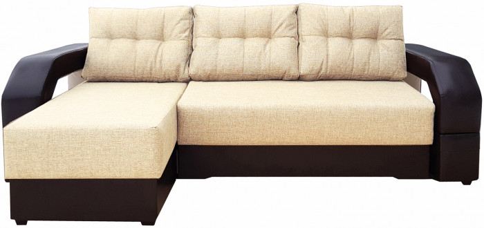 Диван еврокнижка Манчестер УГЛОВОЙ 160 с подсветкой, рогожка бежевая НПБ
