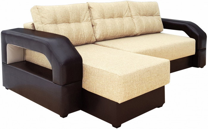 Диван еврокнижка Манчестер УГЛОВОЙ 160 с подсветкой, рогожка бежевая НПБ