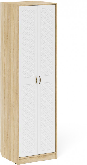 Прихожая П-6 Компоновка № 18, цвет дуб сонома/фасады МДФ белое дерево фрезеровка ромб, ШхГхВ 120х50х210 см., универсальная сборка