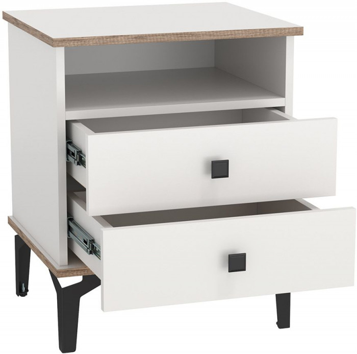 Тумба прикроватная 51.17 Либерти опора h=150мм Белый / Дуб Каньон