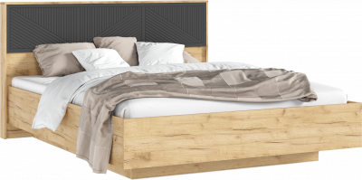 Сильвия Кровать парящая 1,6м с ПМ Браш Графит/Дуб Крафт, Дуб Крафт