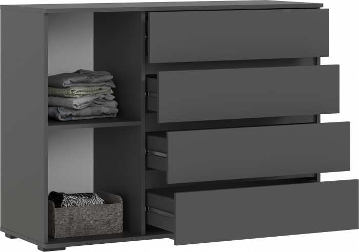 Норд Комод 1 дверь 4 ящика (1200), Графит