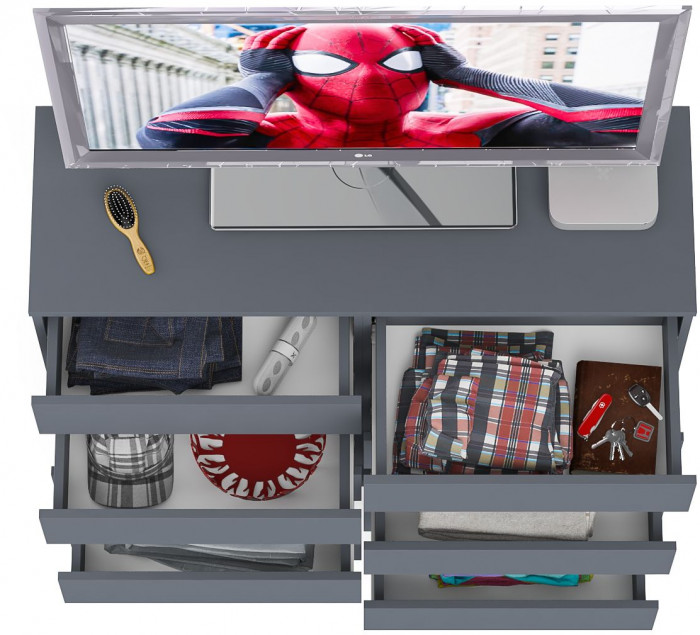 Мори Комод МК1200.10, цвет графит, ШхГхВ 120,4х41х115 см.