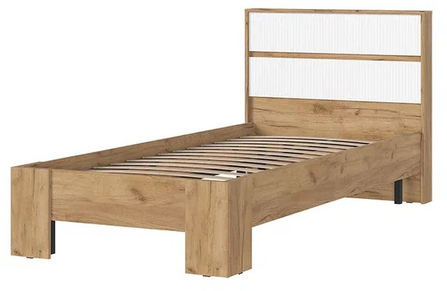 Хелен КР 01 Кровать 0.9х2.0 (0,970х0,928х2,114) белый супер/дуб крафт золото