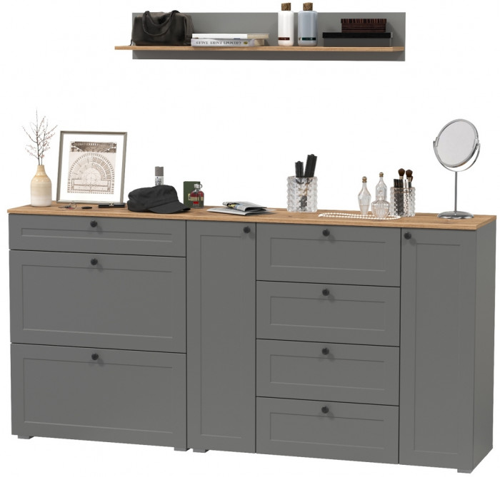 Остин Прихожая 68, серый графит/дуб крафт золотой