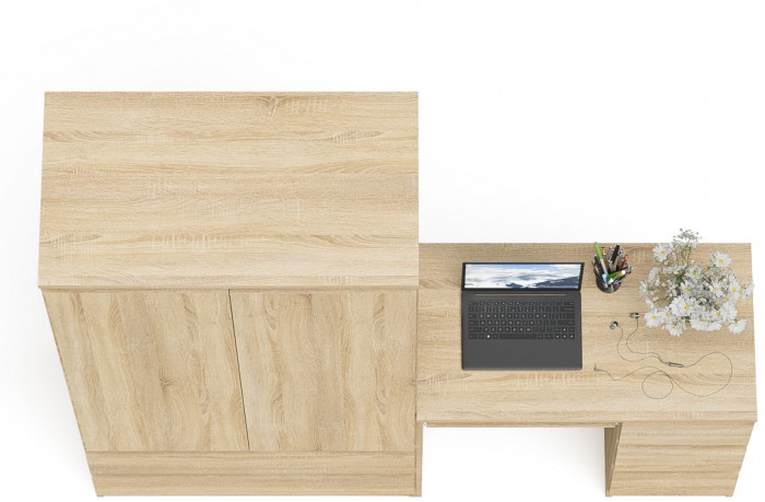 Мори Стол компьютерный МС-6 правый + Шкаф МШ900.1, цвет дуб сонома, ШхГхВ 180,4х50,4х179,6 см., выдвижные ящики справа, НЕ универсальная сборка