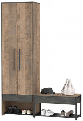 Трувор 13.328.02 Шкаф для одежды + 13.241.03 Тумба для обуви, дуб гранж песочный/интра