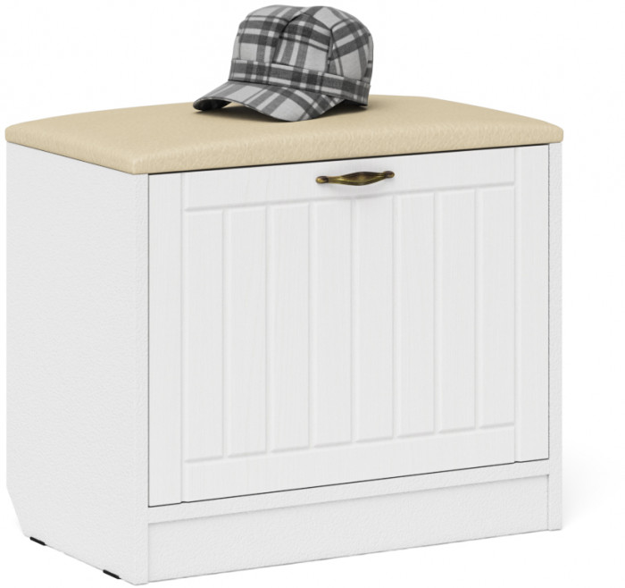 Прихожая П-6 Компоновка № 19, цвет белая шагрень/фасады МДФ белое дерево фрезеровка прованс, ШхГхВ 90х35х210 см., универсальная сборка