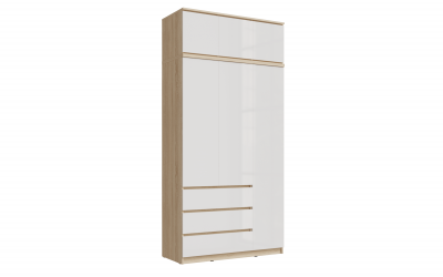 Челси Шкаф 1200 + антресоль 1200 (Белый глянец, Дуб Сонома)
