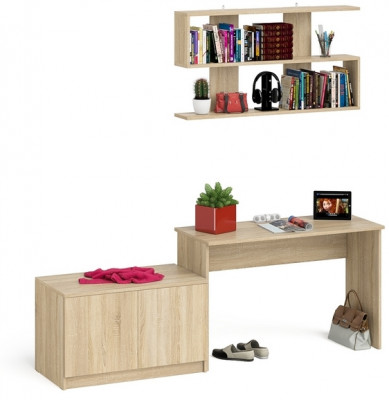 Мори письменный стол МСП1200.1 + Тумба МА900.1 + Полка 1200, дуб сонома