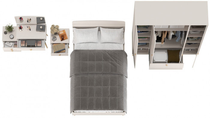 Афина Спальня 29-1200, цвет кашемир серый, сп.м. 1200х2000 мм., б/м, основание есть - фанера