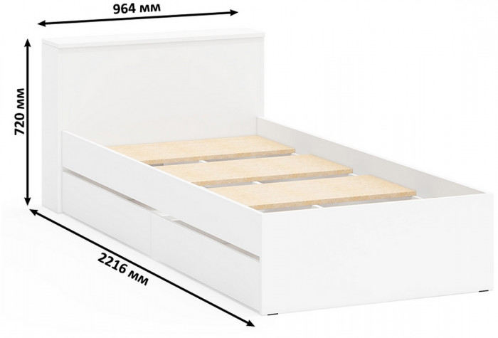 Ксения Кровать с ящиками 0900 + Стол косметический с подсветкой 110, белый