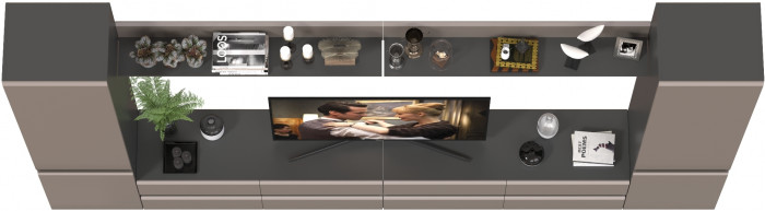 Сидней Комплектация № 101, цвет корпус: антрацит/фасады: МДФ веллюто капучино, ШхГхВ 359,8х41,3х205,2 см., универсальная сборка