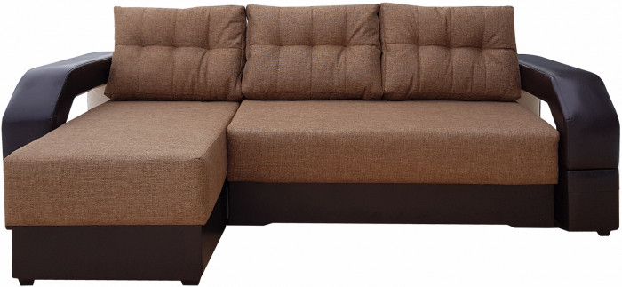 Диван еврокнижка Манчестер УГЛОВОЙ 160 рогожка коричневая НПБ