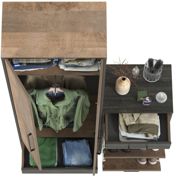 Трувор 13.328.02 Шкаф для одежды + 13.241.06 Тумба для обуви, дуб гранж песочный/интра