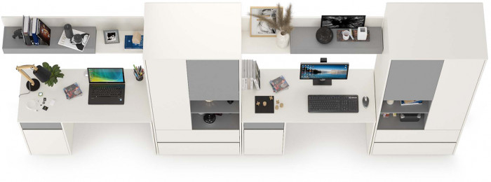 Торонто Компоновка № 12, цвет белый шагрень/стальной серый, ШхГхВ 400х53,1х195,7 см., универсальная сборка