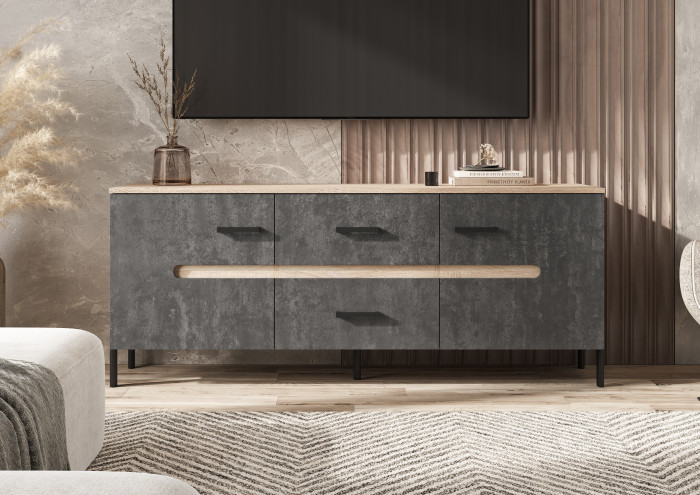 Ким Тумба ТВ (металл) Бетон графит, сонома