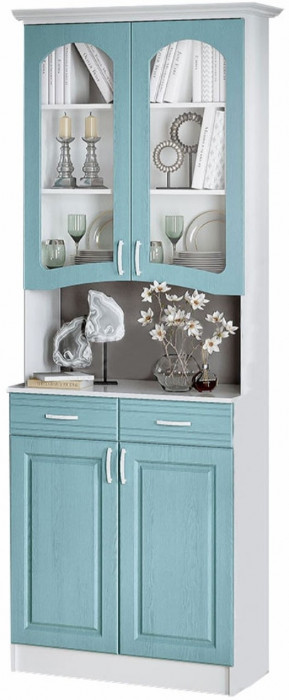 Буфет Констанция 2-х створчатый (Белый матовый / голубой)