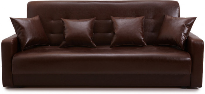 Диван-кровать Аккорд 140х190, книжка, пружинный блок, экокожа, цвет коричневый