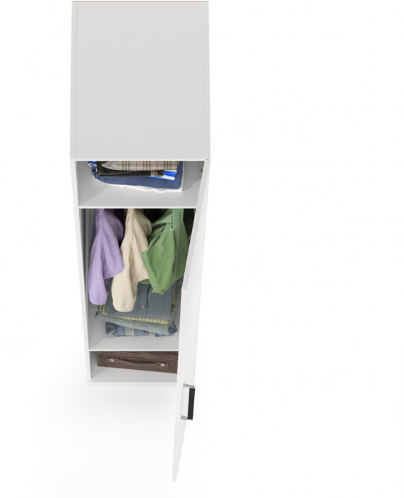 Валенсия Спальня 13.207 Шкаф-пенал, ЛДСП белый шагрень/МДФ белый шагрень