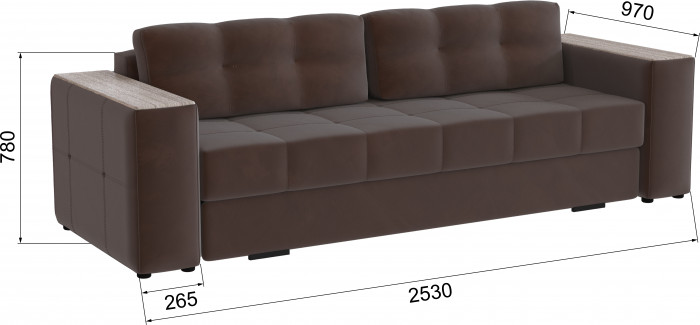 Диван раскладной Виконт, коричневый/мдф сандал белый